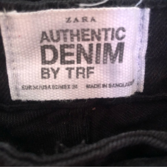 ❤️Zara Denim Trafaluc Black Jeans Raw Hem Button Fly Size 2 - Picture 6 of 6